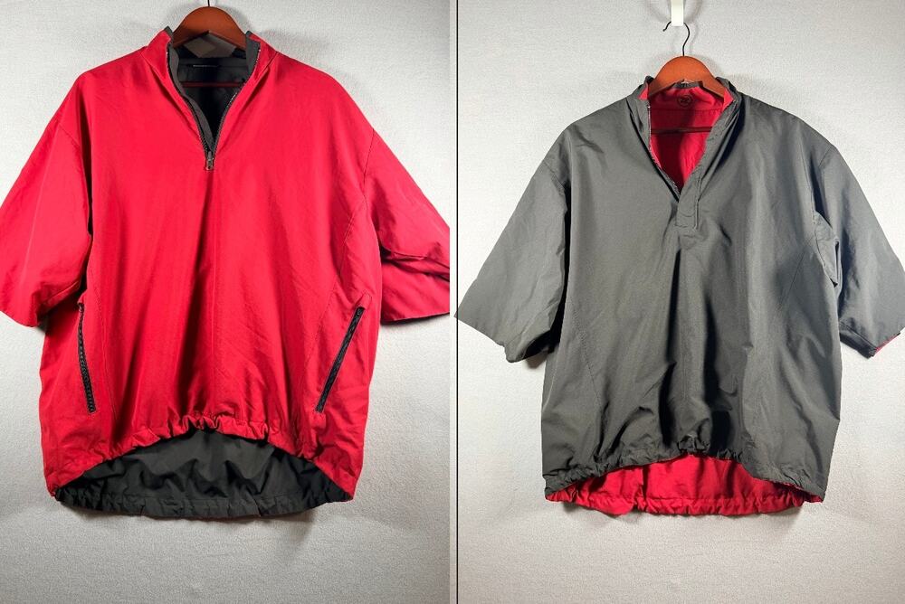 ZR Reversible Waterproof Golf Pullover Half Zip Short Sleeve Red Gray Large